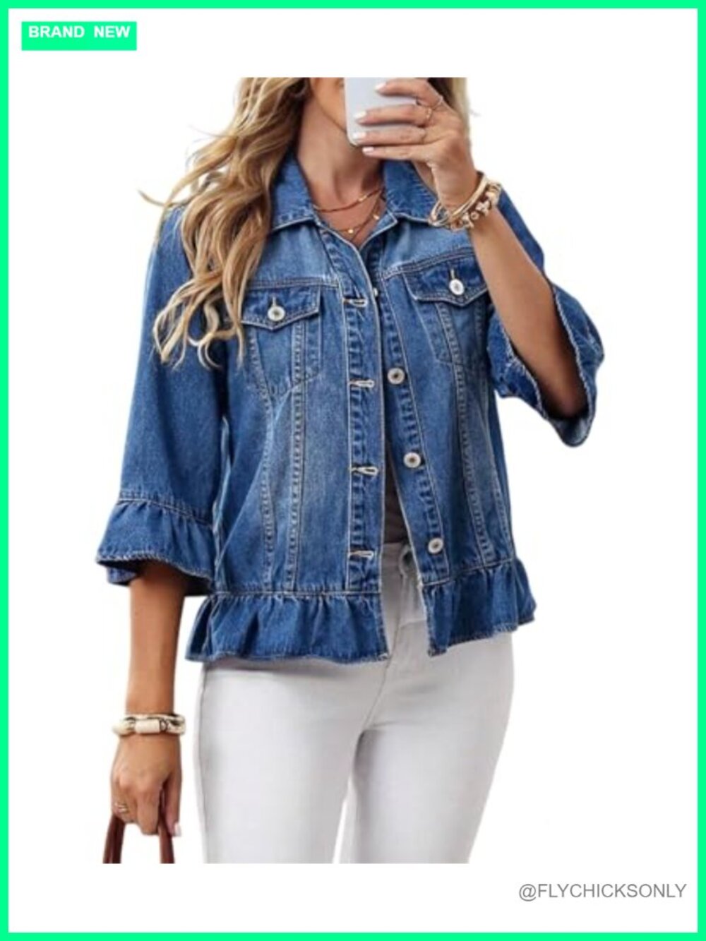 Womens Oversized Denim Jacket Button Down Long Sleeve Casual Coat